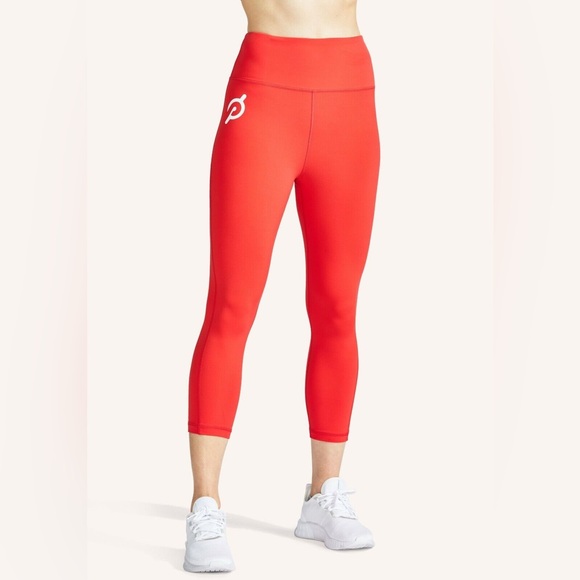 PELOTON Sport Capri Red Leggings Size Medium Workout Cycling Leggings - Picture 1 of 6
